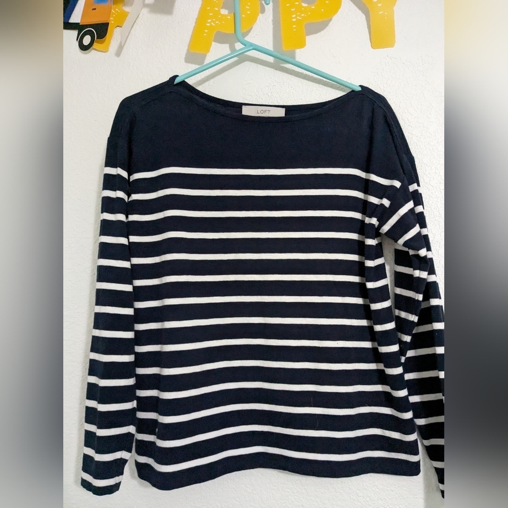 Dark navy with white strips LOFT sweater